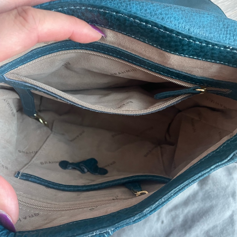 Brahmin Real Leather Teal Crossbody Bag - Picture 4 of 12